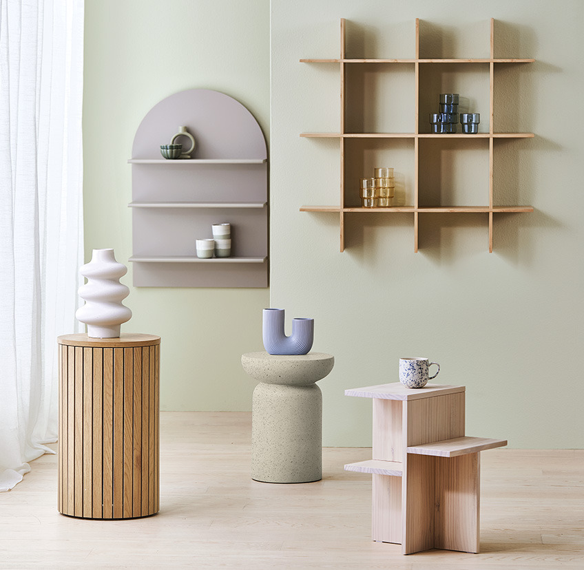 The entirety of the new Nordic Mood collection is available from August 4th Selection of small furniture and home decorations for refreshing your interior design