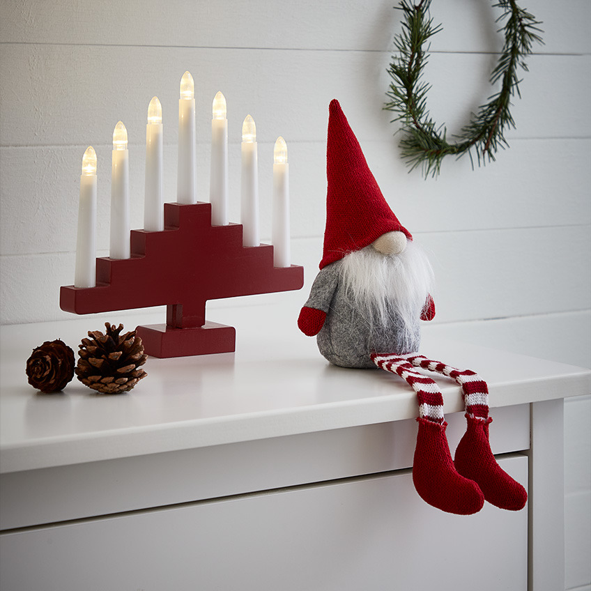 MOLDAVIT Christmas elf and HILDEGUN candle arch Christmas gnome with large beard, pointy red hat and stockings