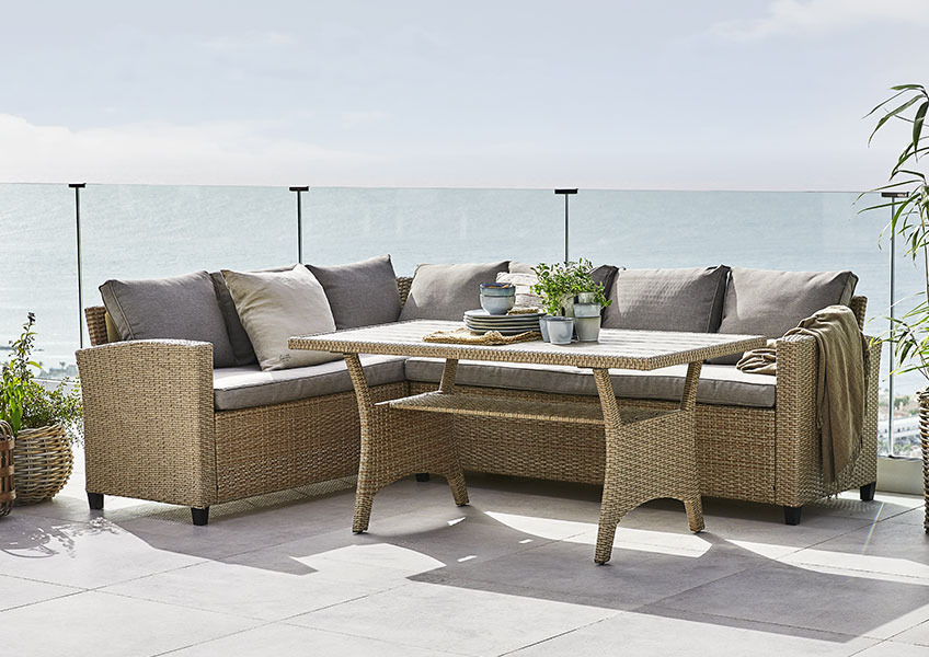 ULLEHUSE lounge set in rattan Garden lounge set with corner sofa in rattan