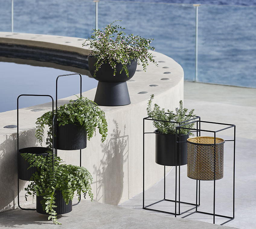 Raised planters on a large balcony