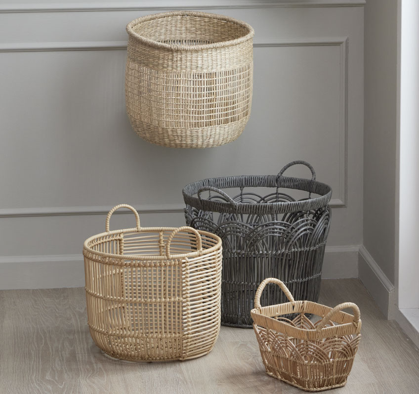 EGGERT, ALVAR, STEINN and VILIUS baskets Three round baskets and a small rectangular basket